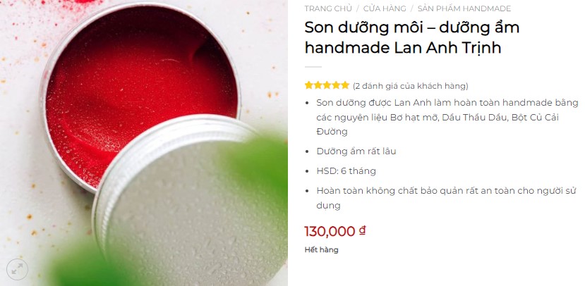 Son dưỡng môi – dưỡng ẩm handmade Lan Anh Trịnh